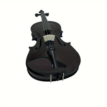 Full Size 4/4 Violin Kit, Black Beginner Violin with Hard Case and Bows