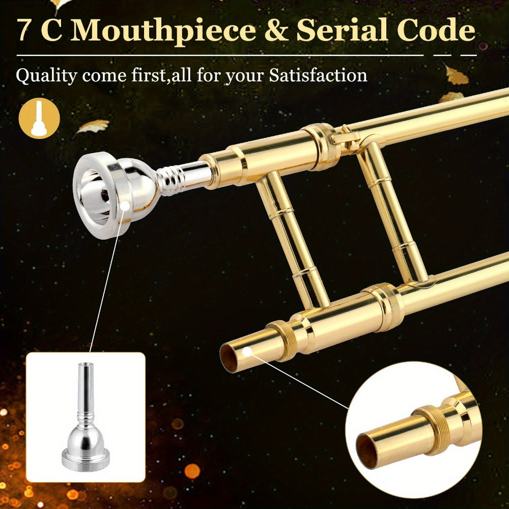 B-Flat Trombone, 7.6 inches, 19.2 cm, Professional, B-flat, Thickened for School Band