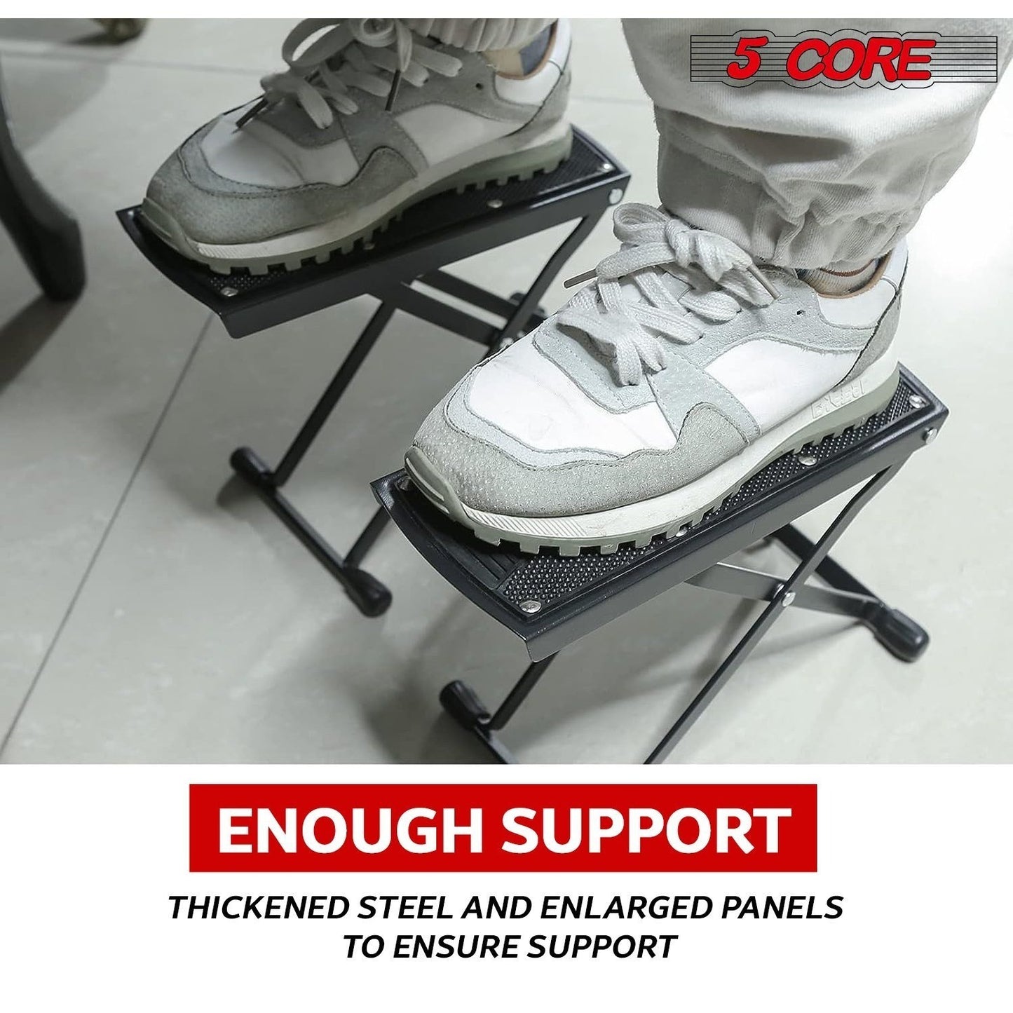 5 Core Guitar Foot Stool Height Adjustable Folding Leg Rest Portable Classical Footrest