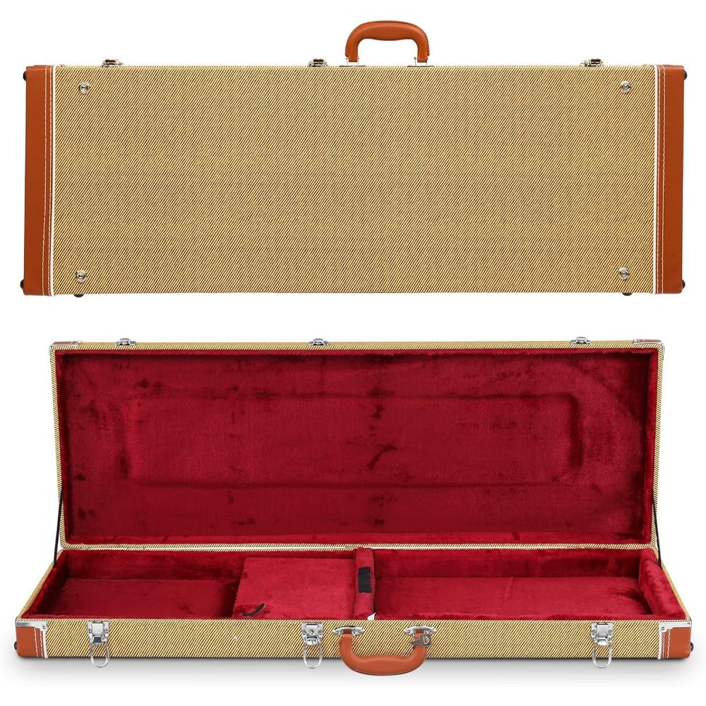 Electric Guitar Hard Case, Rectangle Wooden Standard 39-Inch Electric Guitars Hard-Shell Protective Carrying Case for KST/ KTL/ 170 Model with Lock Latch Padding