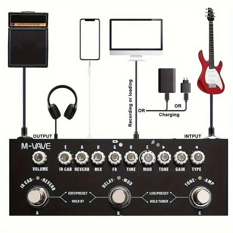 M-VAVE CUBE-BABY Multi-Function Guitar Effects Pedal, Portable Wireless Effects Processor, Recording Support And USB Charging - Music Creation Tool, Christmas Gift