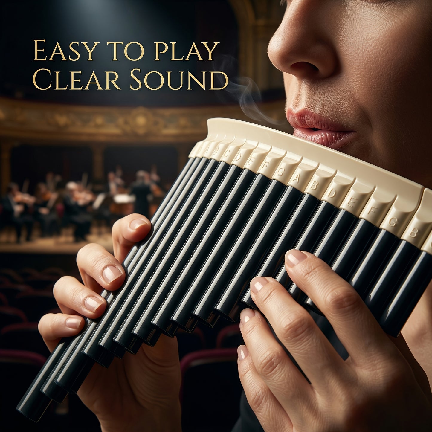 Pan Flute 18 Pipes C Key, Easy to Play for Beginners And Music Lovers, Smooth Tone Portable Panpipes with Carrying Bag, ABS Durable Wind Instrument for Performance Practice