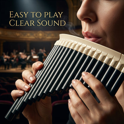 Pan Flute 18 Pipes C Key, Easy to Play for Beginners And Music Lovers, Smooth Tone Portable Panpipes with Carrying Bag, ABS Durable Wind Instrument for Performance Practice
