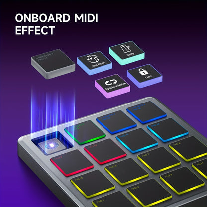 Donner Starrypad Mini MIDI Controller with 16 RGB Pads and Wireless