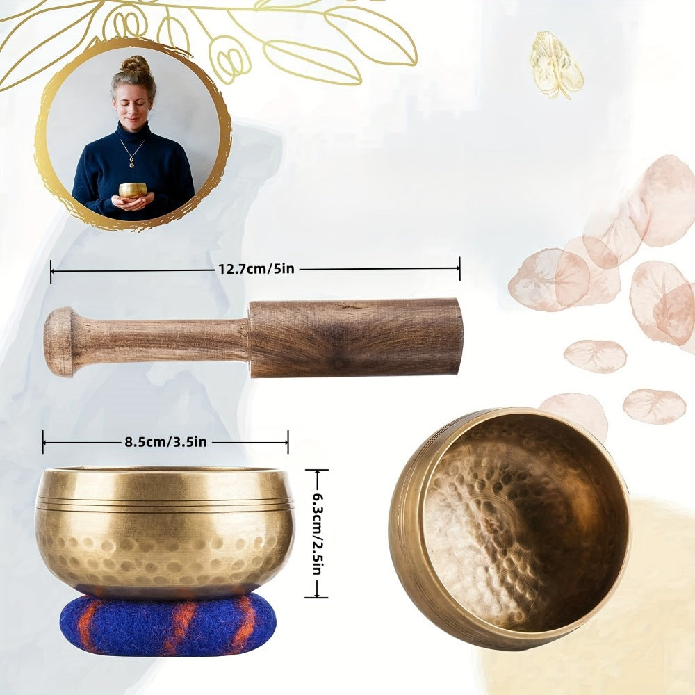 Handcrafted Nepali Singing Bowl Set with Mallet for Yoga and Meditation
