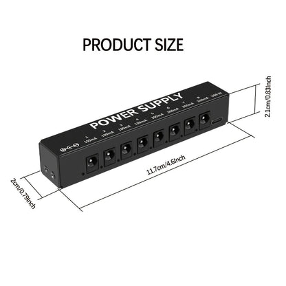 Guitar Pedal Power Supply, Portable, USB-C, USB, Effects for Powering Guitar Effects