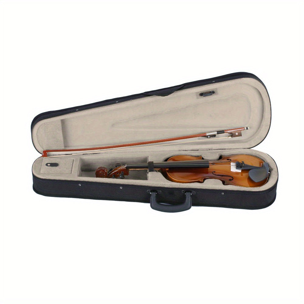 New 3/4 Size Natural-Tone Acoustic Violin Set - Complete W/ Case, Bow & Beginner-Friendly Design