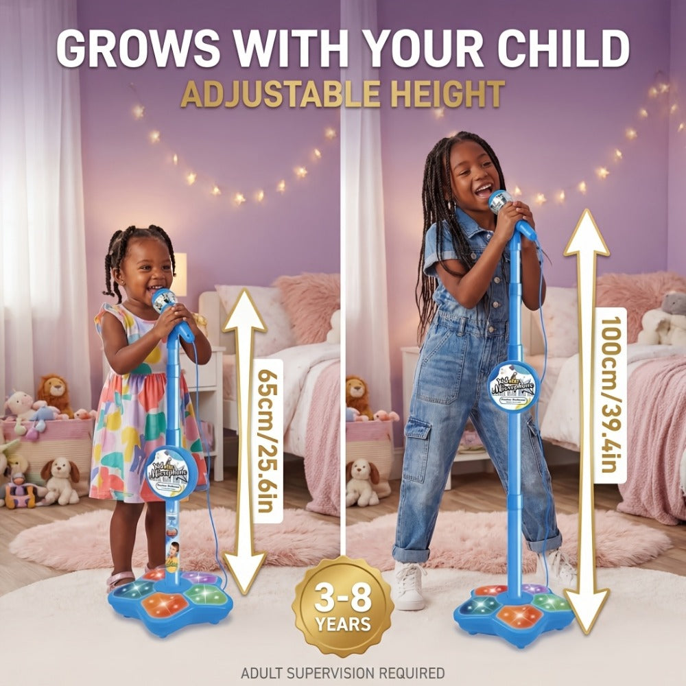 Toy Microphone with Stand, Lightweight Amplified Singing Toy for Kids