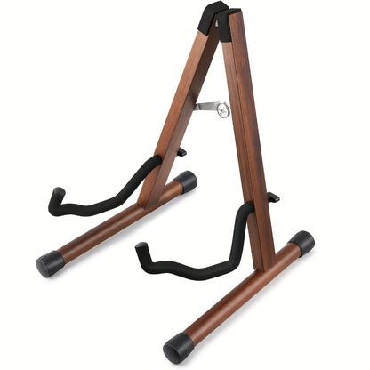 Guitar Stand, Musical Instrument Guitar, Foldable, Adjustable, Solid, Wood, Walnut