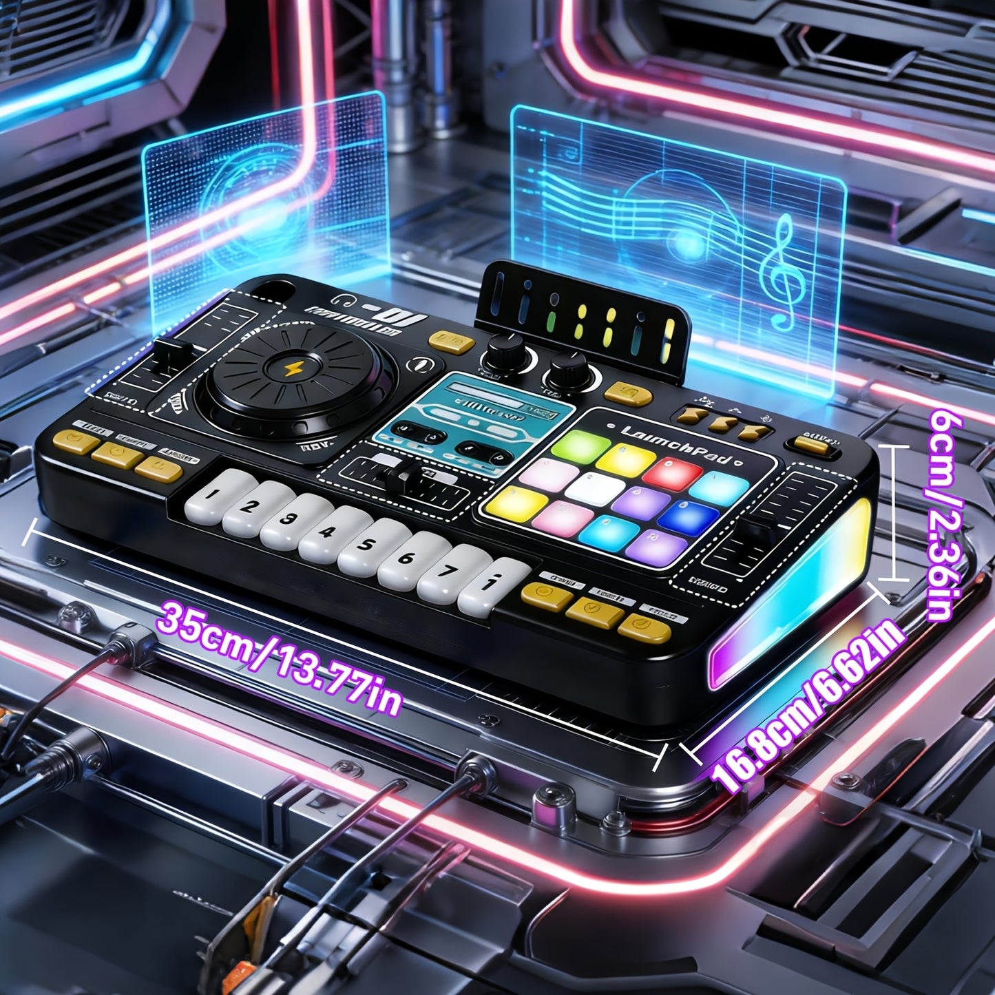 All-In-One Multi-Function DJ Mixing Controller, Equipped with an Electric Keyboard, DJ Controls, Sound Effects, And Recording Functions, Is a Perfect New Year/Birthday Gift, an Educational Toy Companion for Child