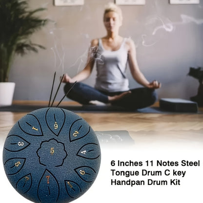 Steel Tongue Drum, 6-Inch 11-Note Set with Drumstick, Bag and Music Book
