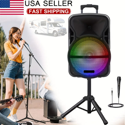 Portable PA Speaker, 15-inch Woofer, Sound Activated, Remote Control, Wireless for Parties