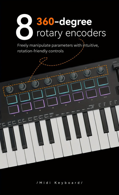 MIDI Keyboard Controller, Portable, 37 Keys, M-VAVE, SMK-37, Pro for Music Production