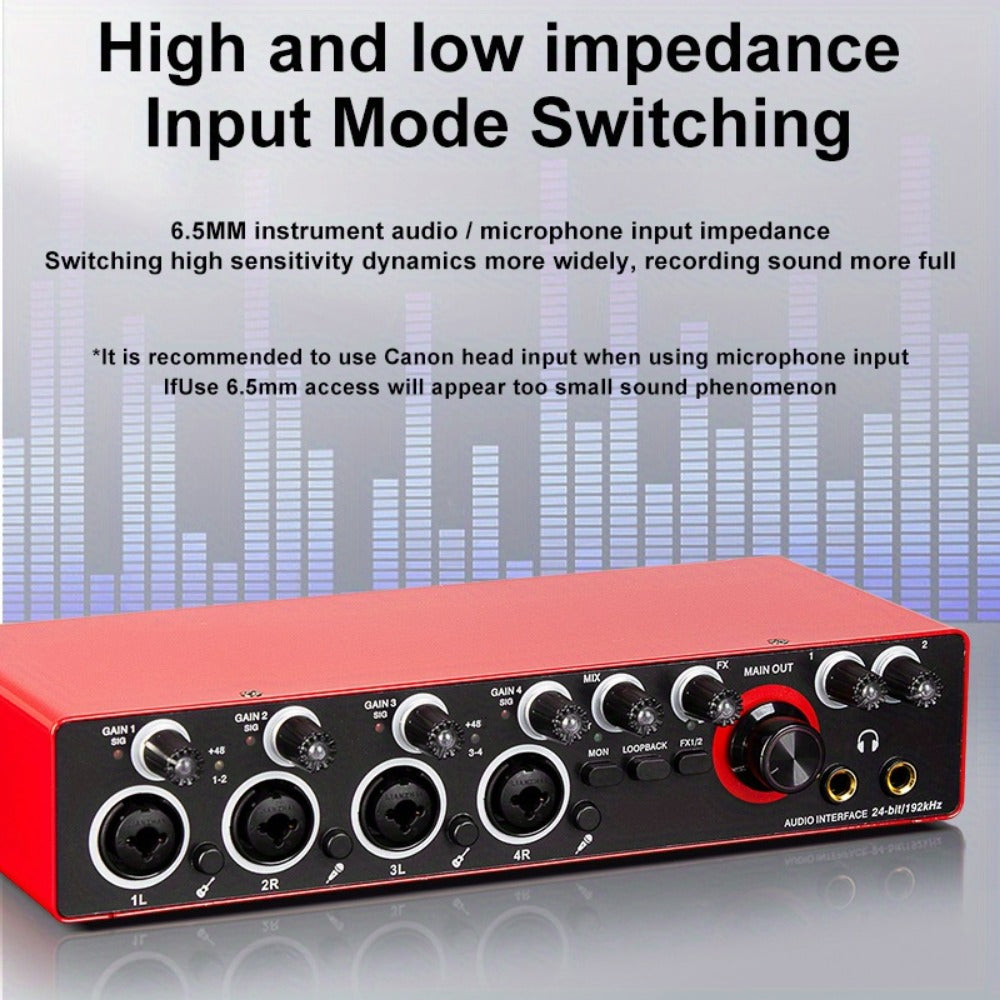 USB Audio Interface, 192Khz, Professional, 4-Channel, Sound for Recording and Streaming