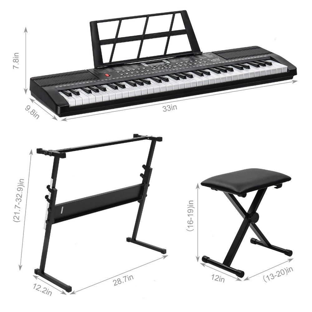61-Key Digital Piano Starter Kit with Stand, Bench and Teaching Modes