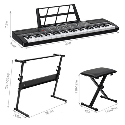 61-Key Digital Piano Starter Kit with Stand, Bench and Teaching Modes