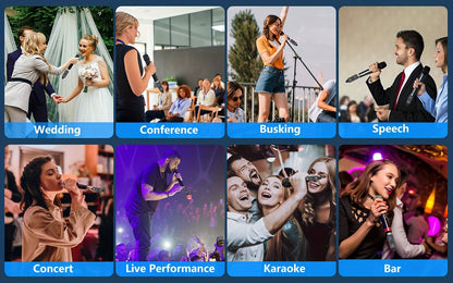 Portable PA Speaker, Condenser, Wireless, Microphone, Transmitter for Parties and Karaoke