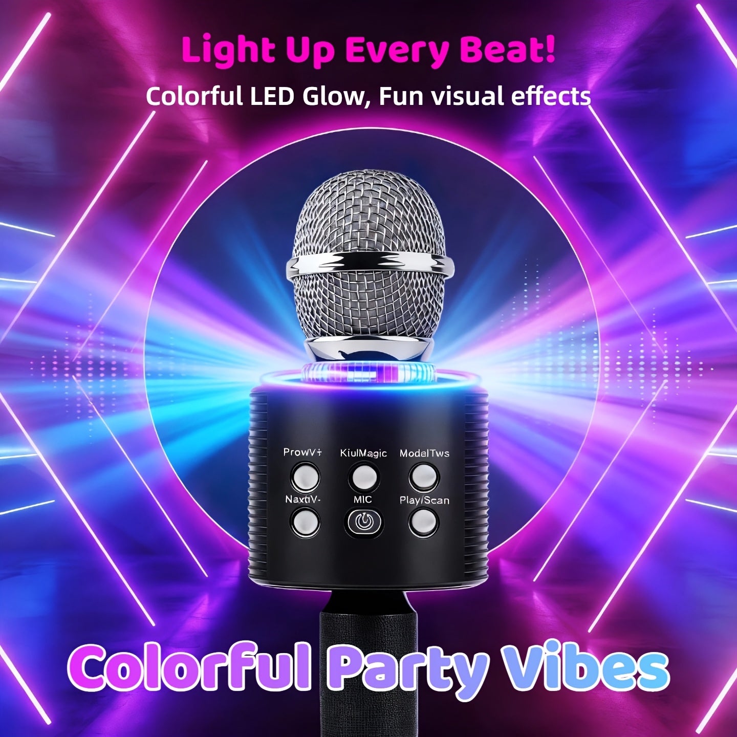 Limited Time Deal: $10, Limited to 50 Units. Wireless Karaoke Microphone - Fun Voice Changer Mic with LED Lights, Portable Speaker & Home Karaoke Machine for Singing, Summer Parties, Outdoor Fun, Car & Camping - Powerful Stereo Sound, Birthday Gift