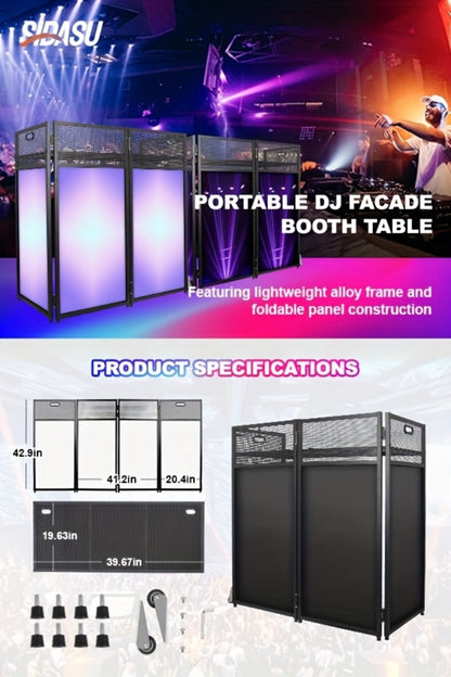 Portable DJ Booth, Portable, 5 inch, Facade for Supporting And Screening Dj Controllers