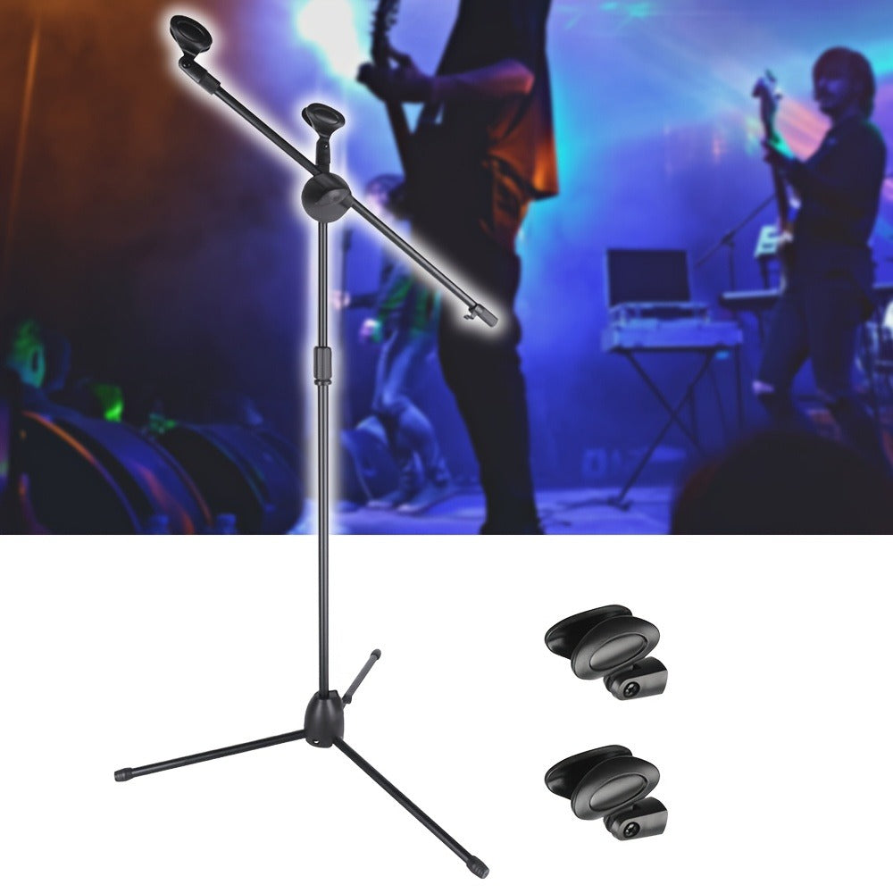 Dual-Clamp Iron Microphone Holder with Adjustable Stand for Stage and KTV