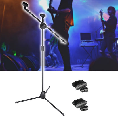Dual-Clamp Iron Microphone Holder with Adjustable Stand for Stage and KTV