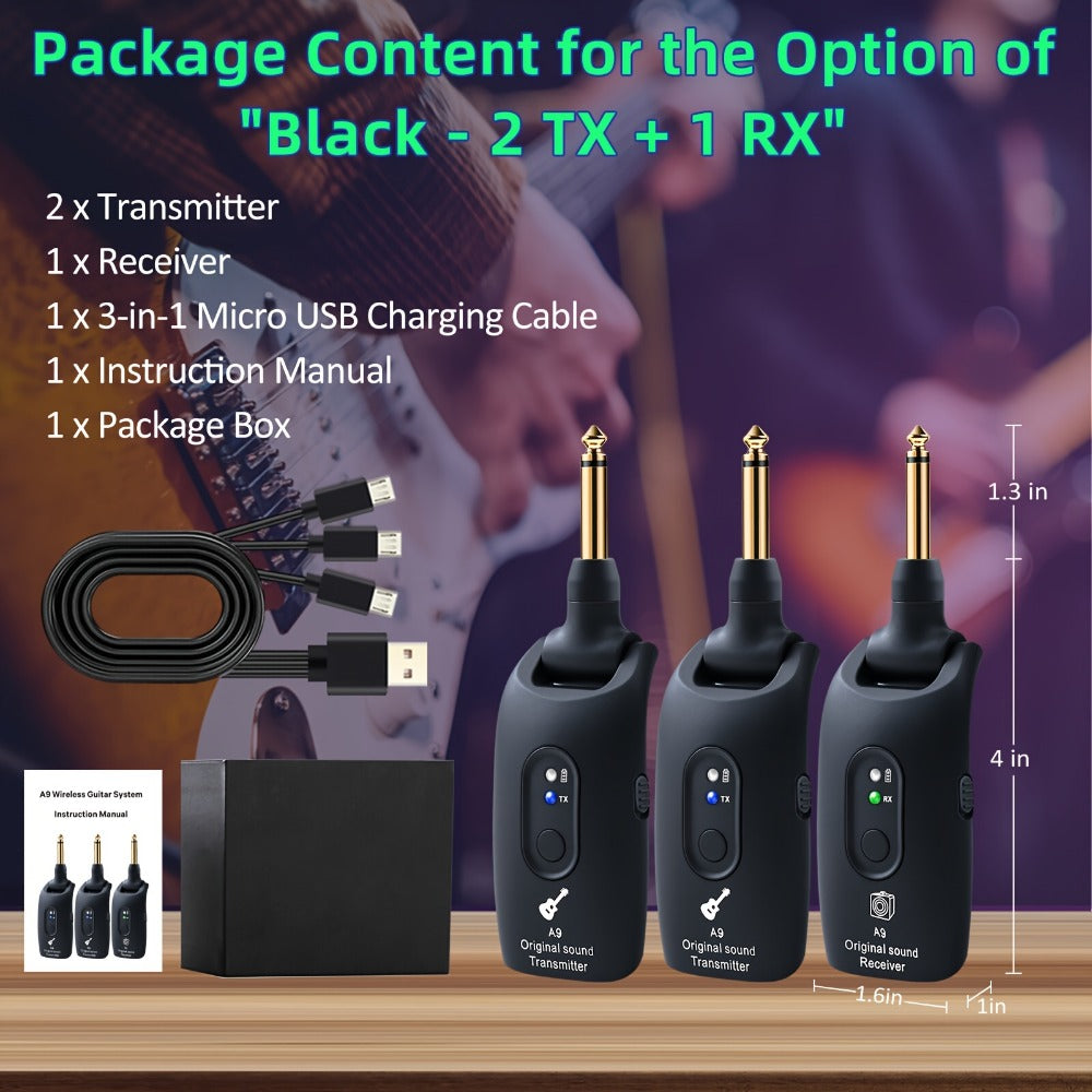 Wireless Instrument System, Black - 2, 2.4 GHz Wireless for Wireless Connection Between A