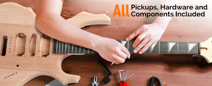 Glarry DIY Electric Guitar Kit, 6 Strings Guitar Kit with Mahogany Wood Body Maple Neck for Beginner, All Components Included Build Your Own Guitar