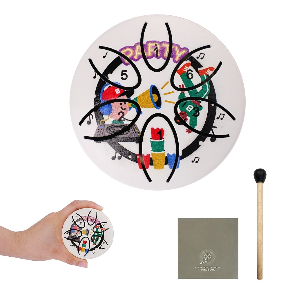 Mini Portable Steel Tongue Drum, 3 Inches with 6 Tones - a Beginner-Friendly Handheld Percussion Instrument Made of Carbon Steel, Includes Drumsticks And Sheet Music, Perfect Musical Gift for Celebrations Like Carnivals, Weddings, Christmas