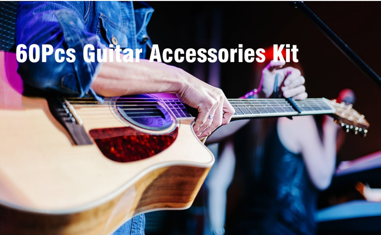 60pcs Acoustic Guitar Accessories Kit Including Guitar Strings, Tuner, Capo, 3-in-1 Restring Tool, Pick Holder, Bridge Pins, Nuts & Saddles, Finger Protector, Finger Picks, Fretboard Stickers detail image - detail view 10