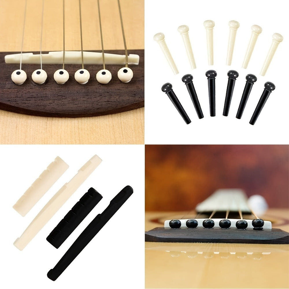 60pcs Acoustic Guitar Accessories Kit Including Guitar Strings, Tuner, Capo, 3-in-1 Restring Tool, Pick Holder, Bridge Pins, Nuts & Saddles, Finger Protector, Finger Picks, Fretboard Stickers detail image - detail view 7