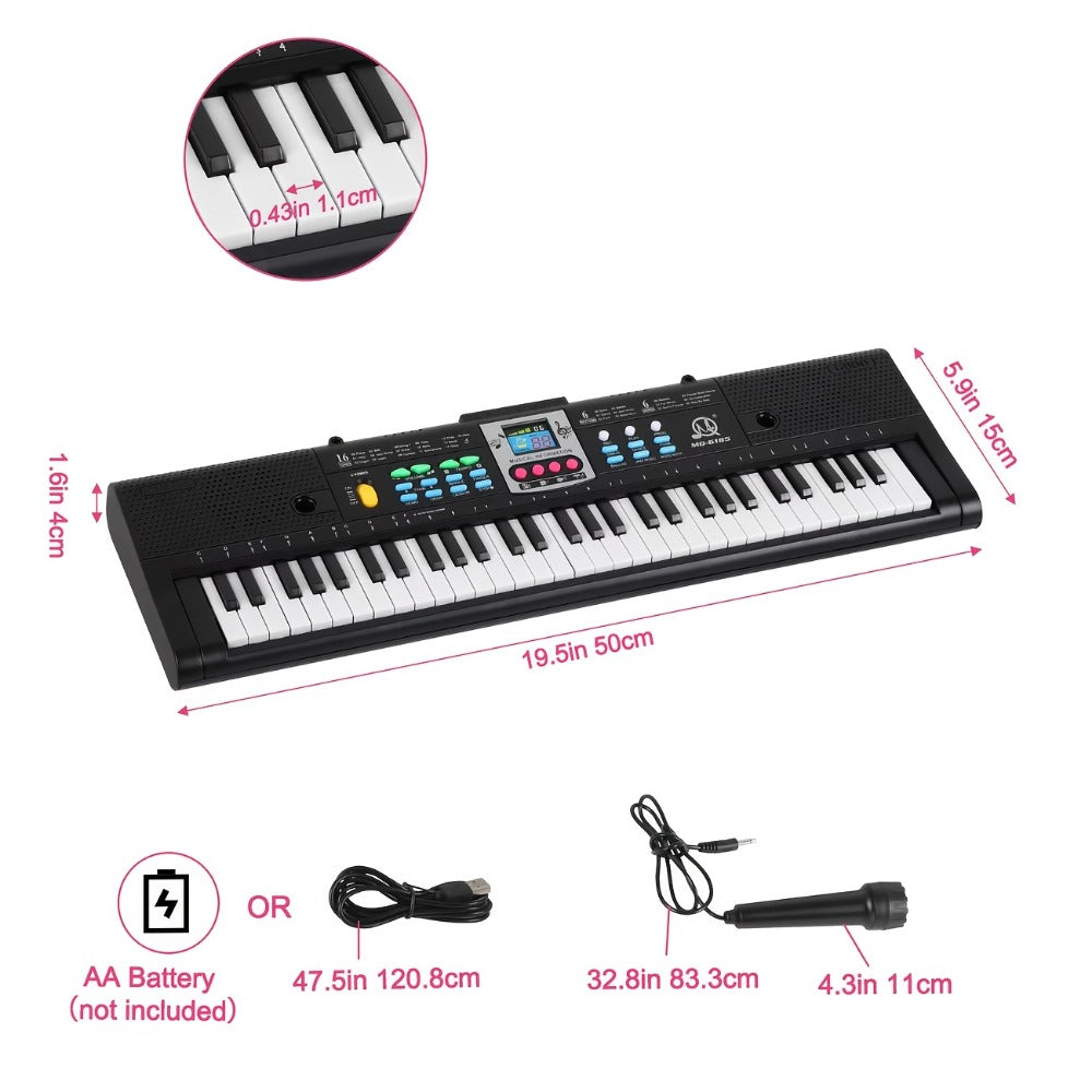 Portable Electronic Keyboard, USB, Portable, Piano, Keys, Beginner for Beginner Lessons