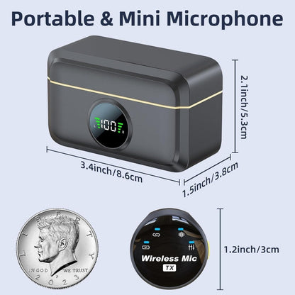 Recording Microphone, 2pcs, Wireless, USB-C, Microphones for Recording and Streaming
