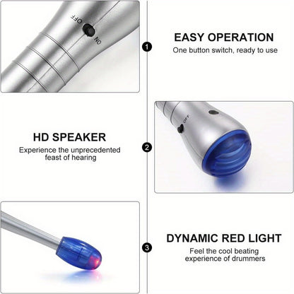 Electronic Air Drumsticks with Sound, LED Tips and Volume Control