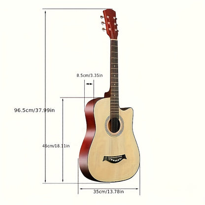 [Christmas Halloween Gift] 38 Inch Matte Acoustic Guitar - Suitable For Beginners And Adults, Perfect For Parties And Events, Comfortable To Play, Featuring Oak Panels And Abs Nuts, An Excellent Gift For Christmas/Halloween
