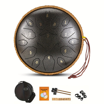Steel Tongue Drum, 6-Inch 11-Note D Major Set with Bag and Drumsticks