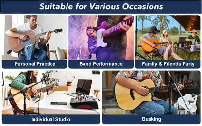 A8 Wireless Guitar System Built-In Rechargeable Transmitter And Receiver, Stereo Audio, Hand Control, USB Charging for Electric Guitar, Bass, Violin - Compatible with Amplifiers, Wireless Guitar Transmitter