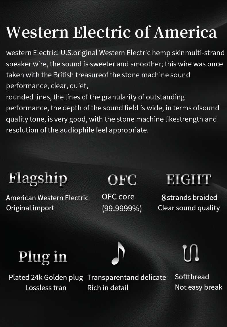 YYAUDlO Premium HlFi Speaker Cables - 1 Pair, High-End OCC Composite Cables for Hi-Fi Systems & Banana Plug Speakers, Black with Red/White Stripes, Male to Male Connector, Imported U. S. Hifi Speaker Cable, Sound System Wiring, Home Audio Setup, Sleek Des