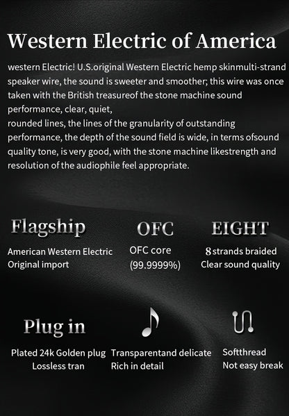 YYAUDlO Premium HlFi Speaker Cables - 1 Pair, High-End OCC Composite Cables for Hi-Fi Systems & Banana Plug Speakers, Black with Red/White Stripes, Male to Male Connector, Imported U. S. Hifi Speaker Cable, Sound System Wiring, Home Audio Setup, Sleek Des