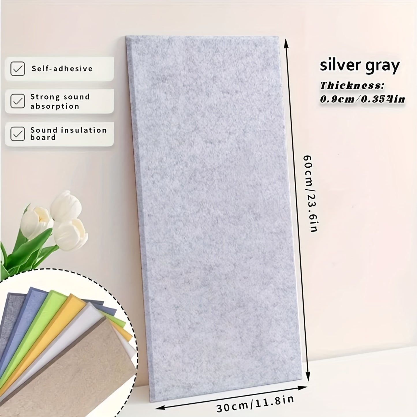Set of 6 High-Density Acoustic Foam Panels Measuring 12X24X0.4 Inches, Available in Blue, Green, Yellow, Brown, And White. These Self-Adhesive Soundproof Wall Tiles Are Perfect for Enhancing The Decor of Homes, Offices