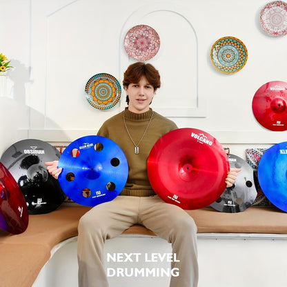 7-Piece Alloy Cymbal Set in Blue, Red or Black for Drum Practice