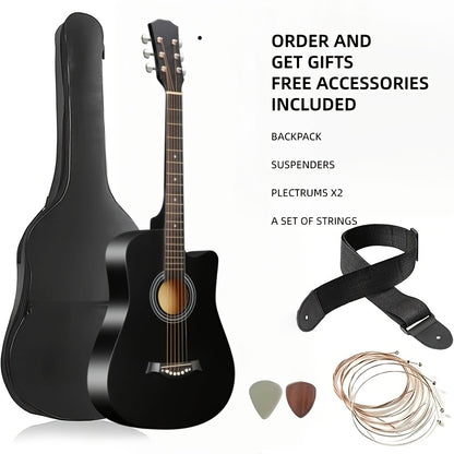 [Christmas Halloween Gift] 38 Inch Acoustic Guitar Starter Kit Lightweight Guitar Durable Guitar/ Stable Tuning With Bag, Picks & Spare Strings, The Ultimate Gift For Birthdays, Holidays, Parties, Christmas & Halloween, Durable Portable, Great For Student