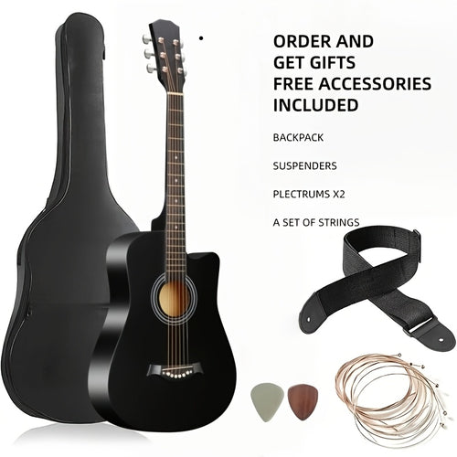 [Christmas Halloween Gift] 38 Inch Acoustic Guitar Starter Kit Lightweight Guitar Durable Guitar/ Stable Tuning With Bag, Picks & Spare Strings, The Ultimate Gift For Birthdays, Holidays, Parties, Christmas & Halloween, Durable Portable, Great For Student