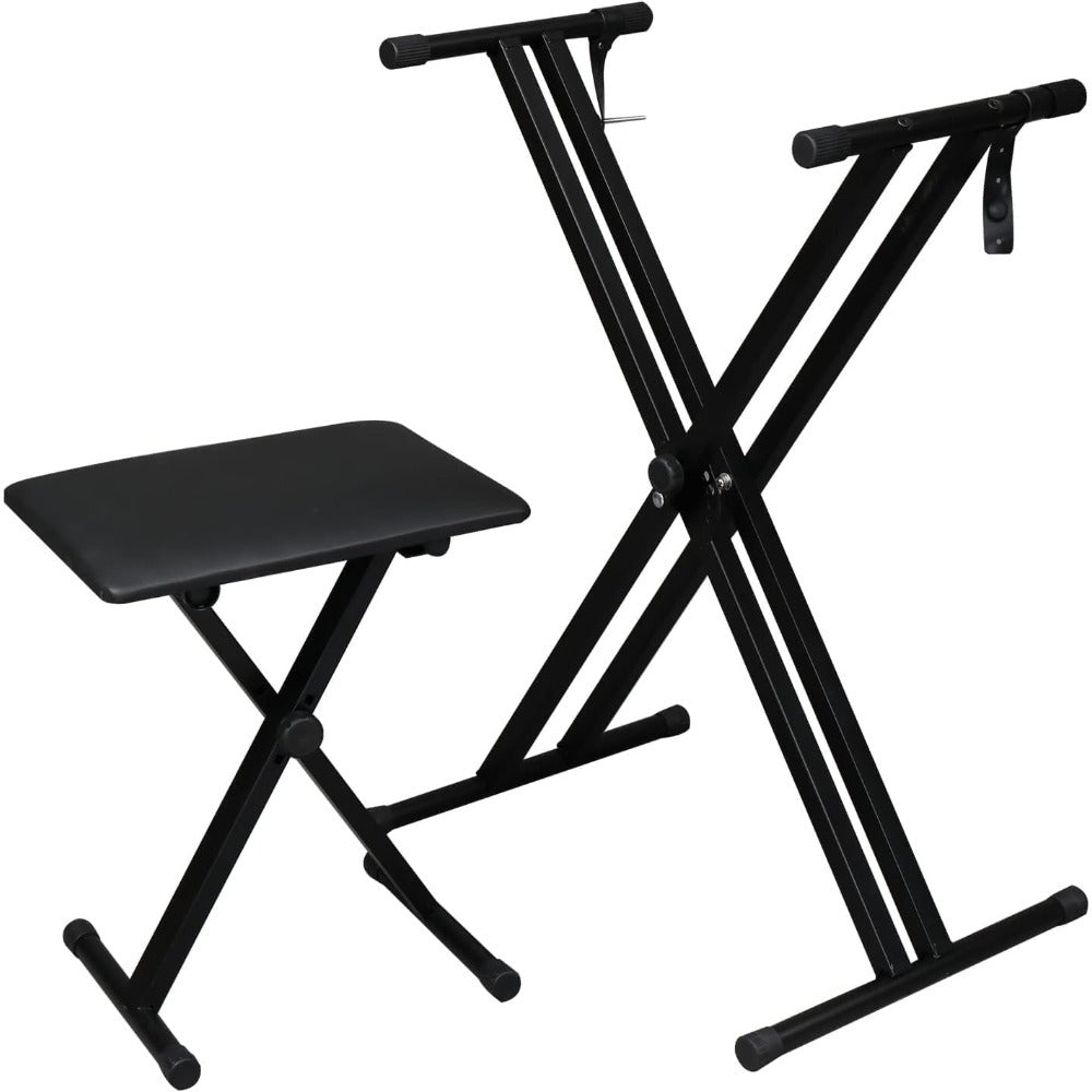 Single Tube Double Tube X-Shaped Keyboard Stand + Piano Bench Sete Straps for 49 61 76 88 Keys