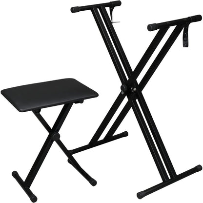 Single Tube Double Tube X-Shaped Keyboard Stand + Piano Bench Sete Straps for 49 61 76 88 Keys