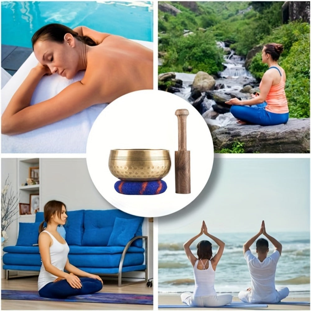 Handcrafted Nepali Singing Bowl Set with Mallet for Yoga and Meditation