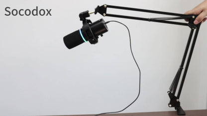 XLR and USB Dynamic Microphone Kit with RGB, Software and Boom Arm