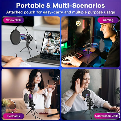 USB Capacitive Microphone, Portable Noise-canceling Wired Microphone, Professional Live Streaming Recording Microphone, Compatible with Various Devices, Suitable for Gaming, Recording, And Calls, Studio Recording, Call Microphone, Portable Design, Lightwe
