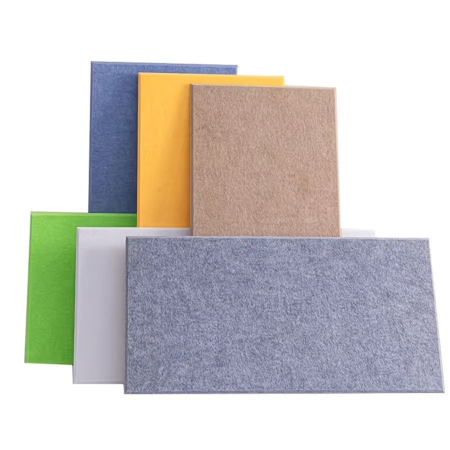 Set of 6 High-Density Acoustic Foam Panels Measuring 12X24X0.4 Inches, Available in Blue, Green, Yellow, Brown, And White. These Self-Adhesive Soundproof Wall Tiles Are Perfect for Enhancing The Decor of Homes, Offices