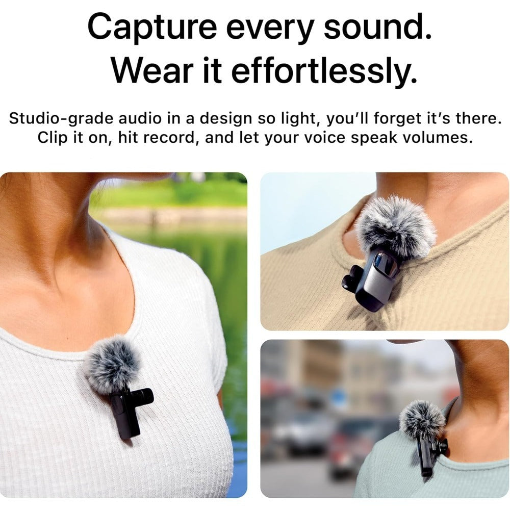 Recording Microphone, Wireless, Bluetooth, 2pcs, Lavalier for Recording and Streaming