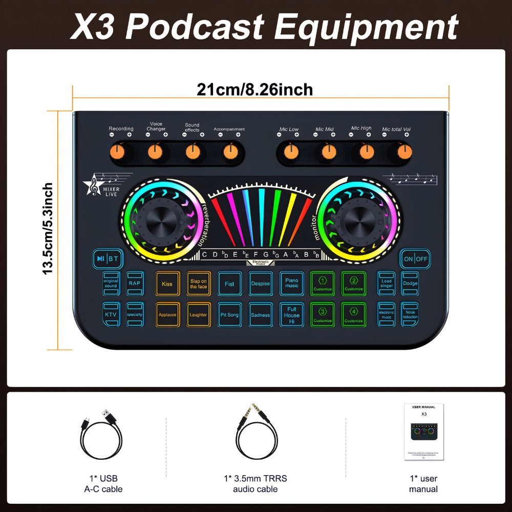 Portable Karaoke System, Condenser, Wireless, USB, Sound, Card, Professional for Parties